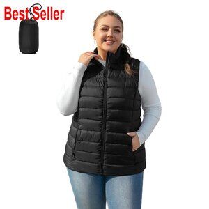 Plus Size Puffer Vest Water-Resistant Packable Lightweight Winter Wear